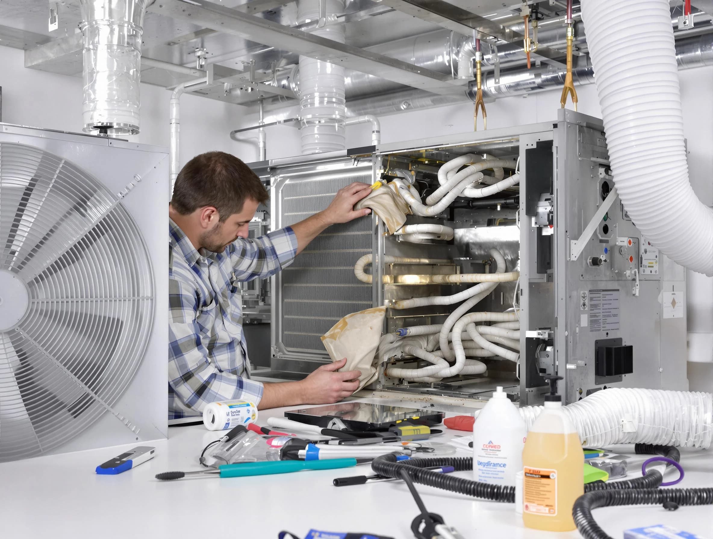 Braintree Air Duct Cleaning specialist performing precision AC coil cleaning in Braintree