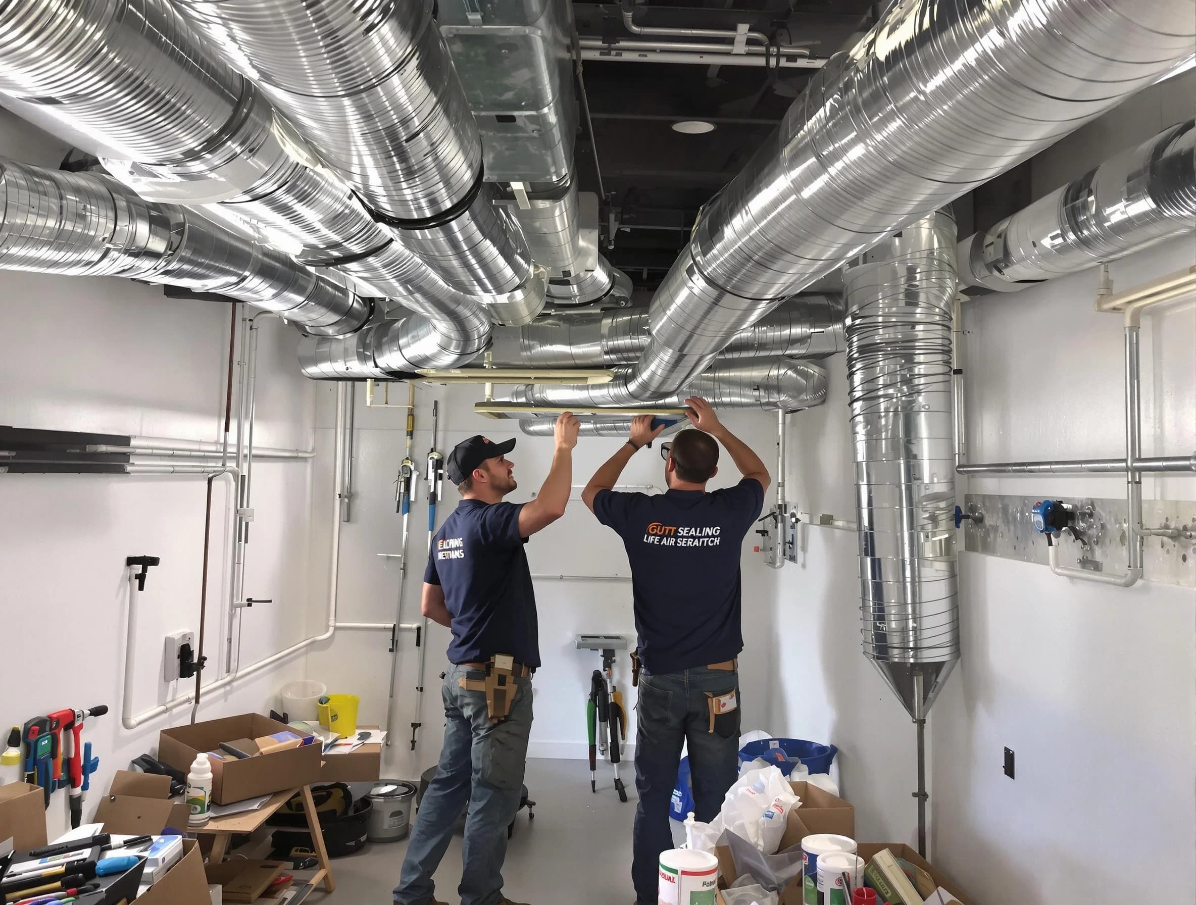Braintree Air Duct Cleaning technician applying professional duct sealing solutions in Braintree