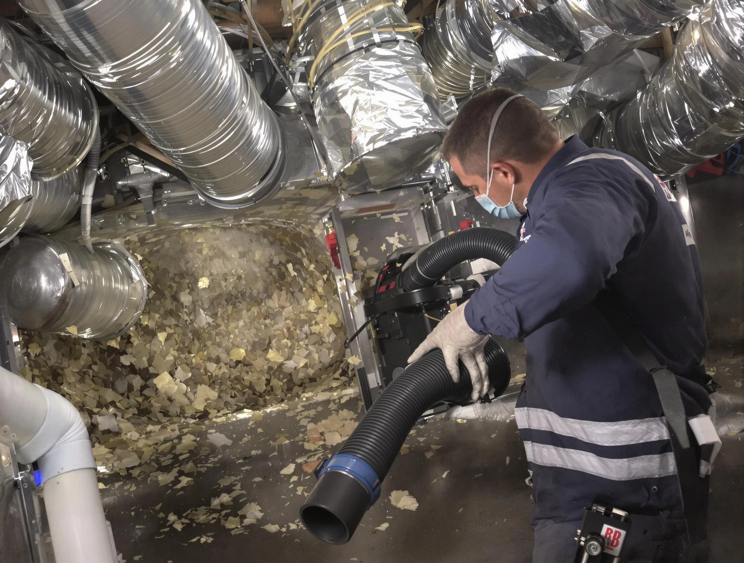 Braintree Air Duct Cleaning specialist operating negative pressure cleaning equipment for thorough duct maintenance in Braintree