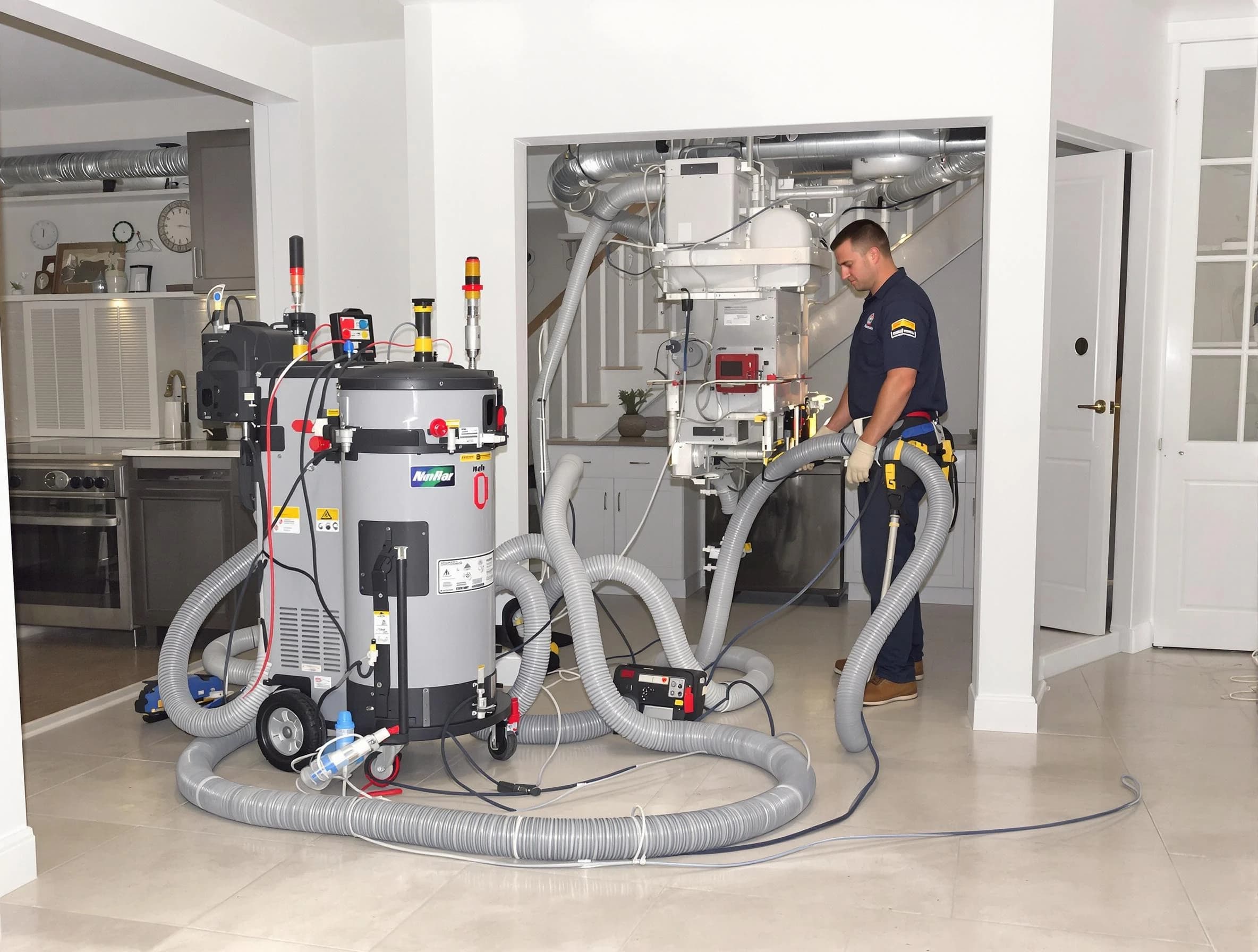 Braintree Air Duct Cleaning technician operating negative pressure cleaning equipment for thorough duct maintenance in Braintree