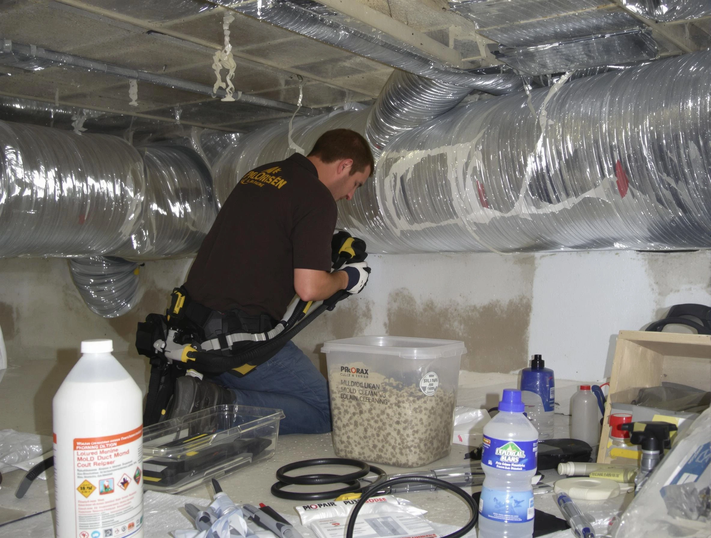 Braintree Air Duct Cleaning specialist performing professional mold removal from air ducts in Braintree
