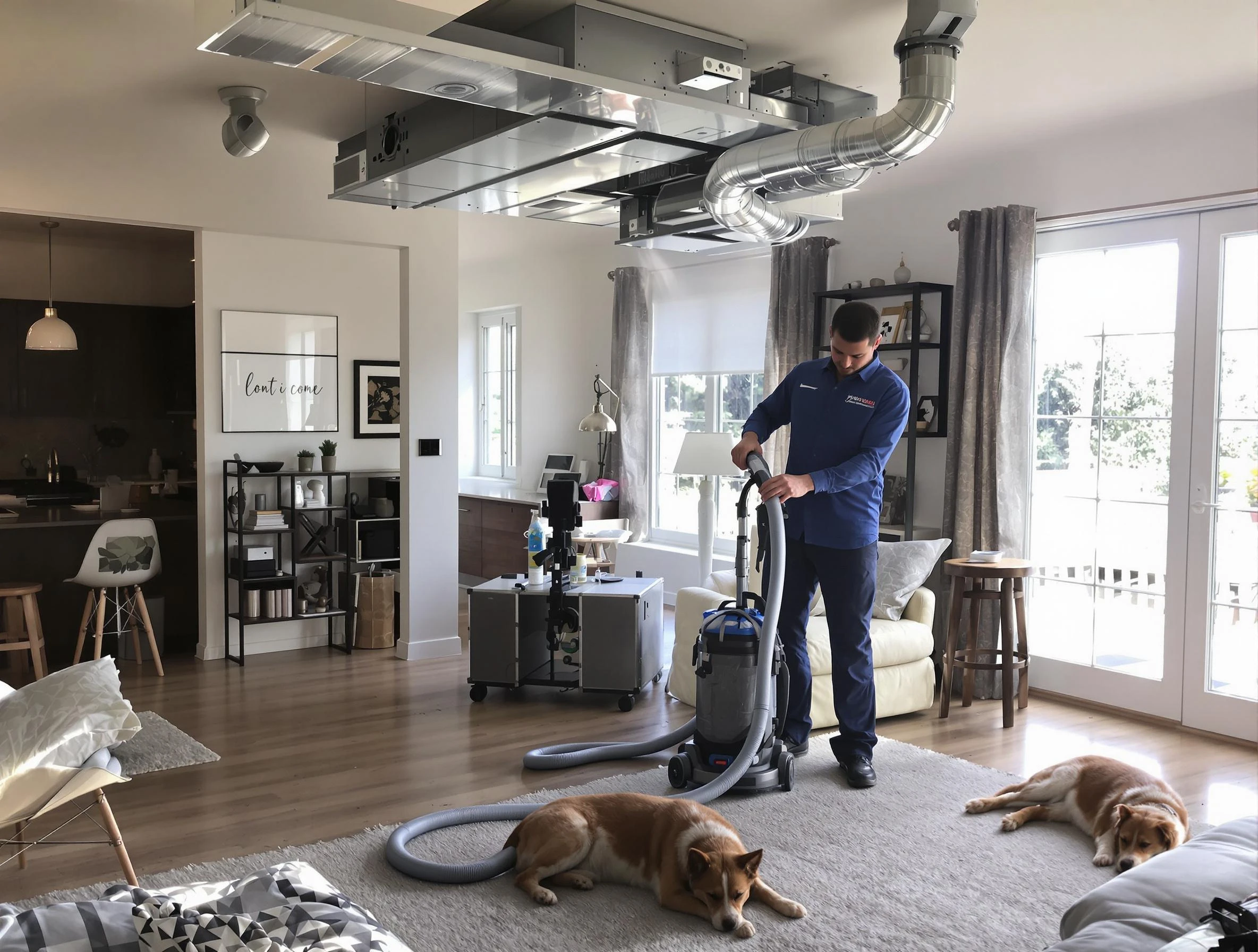 Braintree Air Duct Cleaning technician performing detailed indoor duct cleaning for improved air quality in Braintree