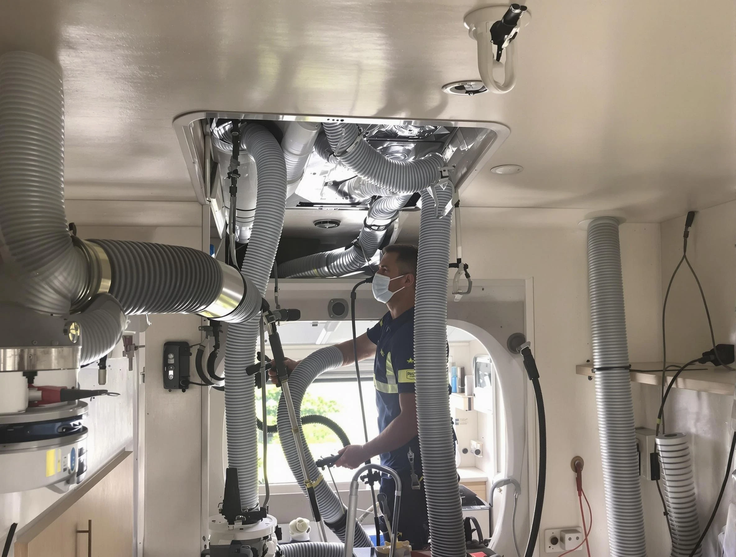 Braintree Air Duct Cleaning specialist performing precise mobile home duct cleaning in Braintree